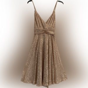 Champagne sequins A-line cocktail dress